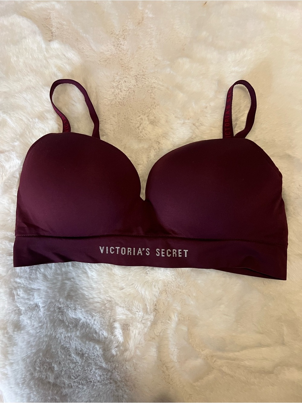 Victoria's Secret Burgundy Padded Bralette with Logo Band